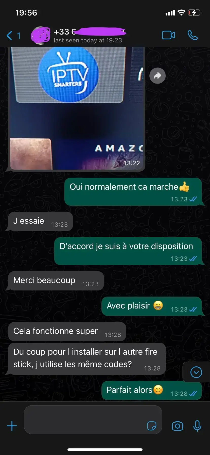 Avis WhatsApp client 1