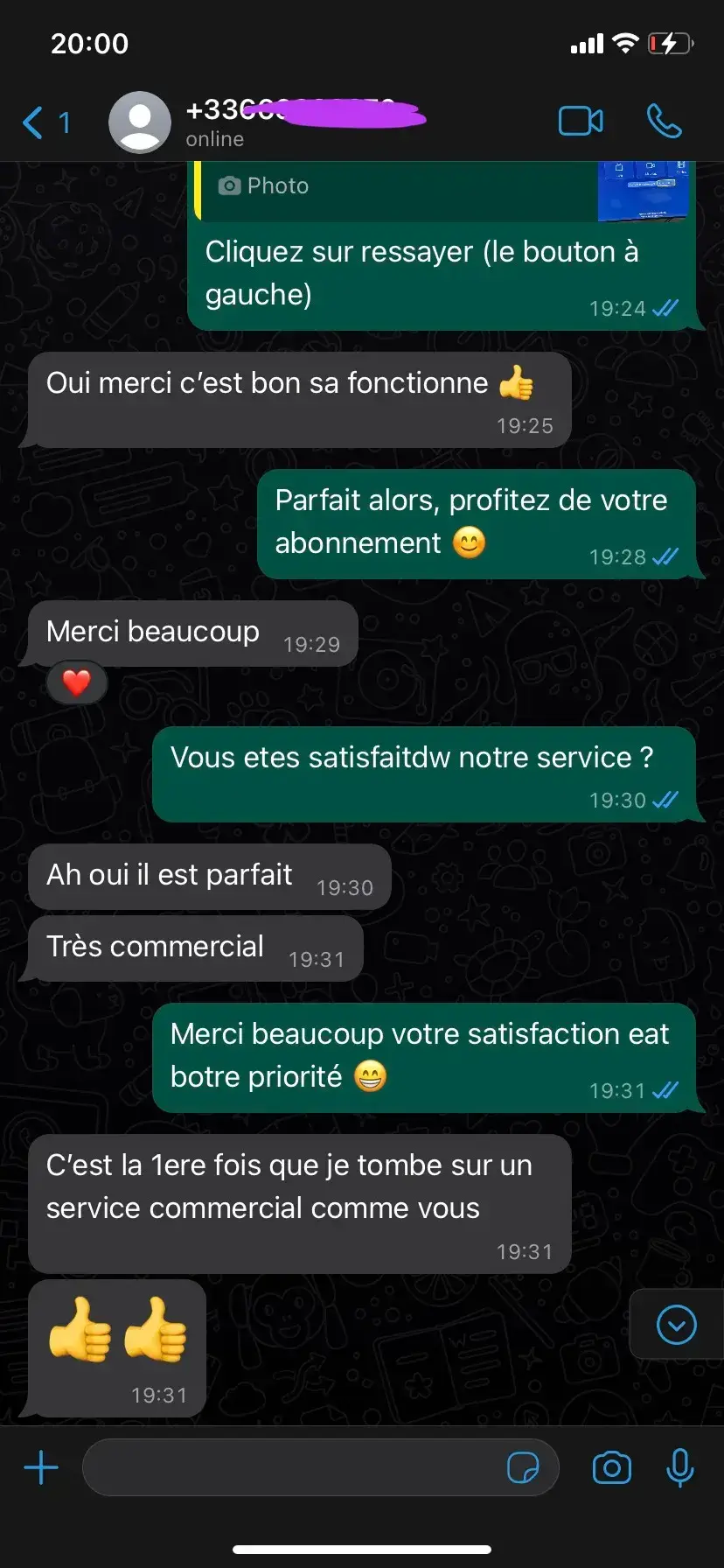Avis WhatsApp client 2