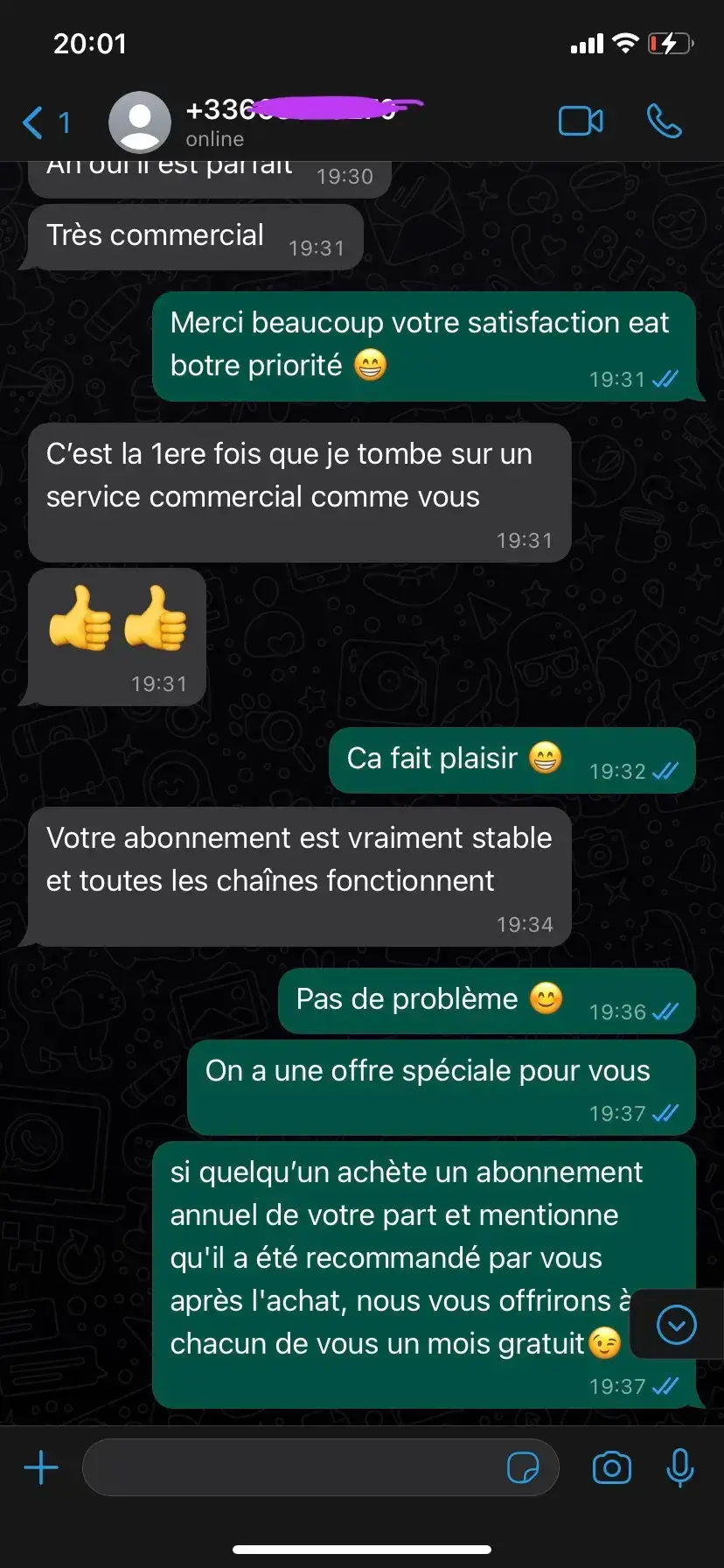 Avis WhatsApp client 4